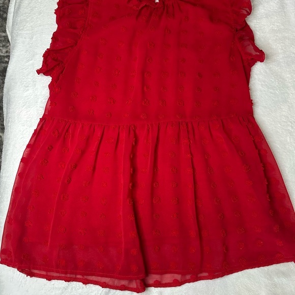 Chic Red Ruffle Blouse - Picture 3 of 6